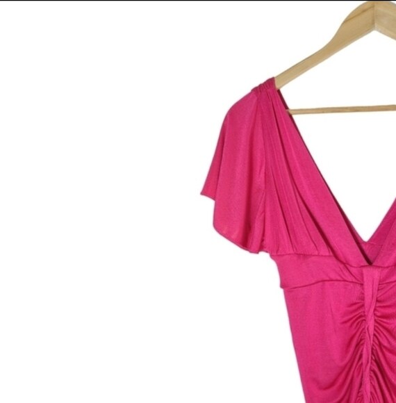 Vintage 1990s Marciano Hot Pink Ruched Dress | Cu… - image 5