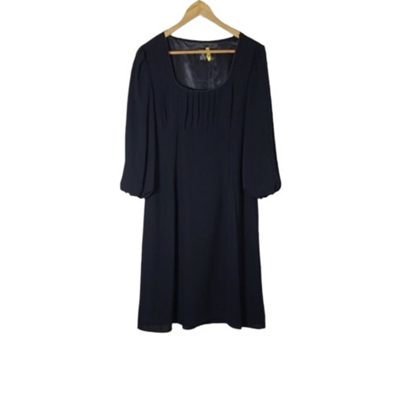 Vintage Black Midi Dress by Spense, 1990s Empirewaist Dress, Long