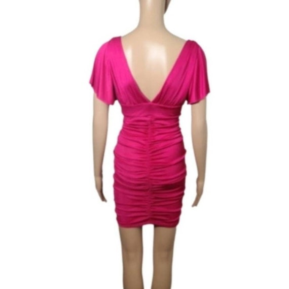 Vintage 1990s Marciano Hot Pink Ruched Dress | Cu… - image 9