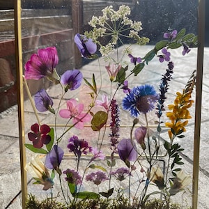 Moldura de flores prensadas, arte de flores prensadas, flores prensadas, flores secas reais, moldura de flores secas, presente exclusivo, moldura de flores grandes, presente de casamento