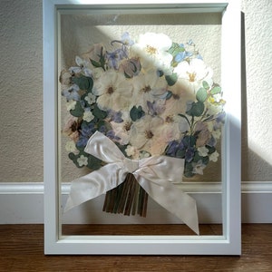 Custom Pressed Bridal Bouquet: Framed Wedding Flower Keepsake