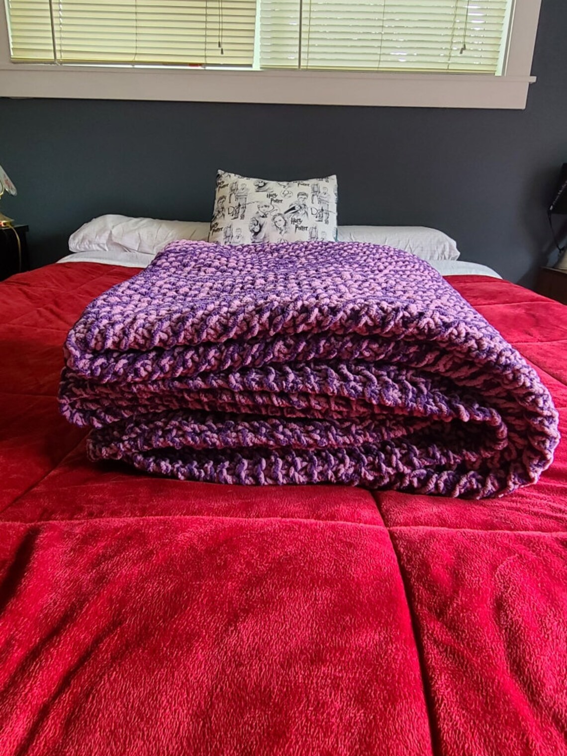 Handmade Knitted Throw Blanket Queen Etsy