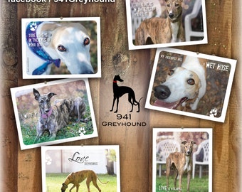 Set of 6 Greyhound Cards "True LOVE"