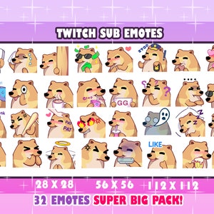 Twitch Emote / Cheems Big Pack Emotes / 32 emotes/ cute cheems meme sub emoji/ kawaii / Streamer / emote /discord
