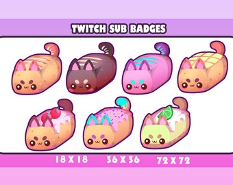 Twitch badge cat neko bread cake kawaii for Streamer / Emote  / Gamer / bits / youtube
