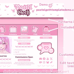 Pink Pastel Goth Carrd Template for VTubers & Streamers | Customizable Website Template / Profile template/ carrd