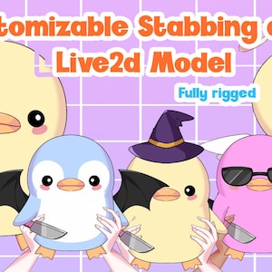 Stabbing duck Customizable Lived2d Vtuber Model / Cat Live2D/ penguin Vtuber/ Vtuber pet/ Vtuber model/ Vtuber Avatar/ Vtuber Asset