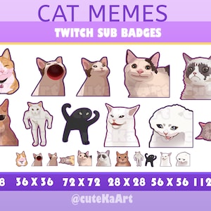 Twitch Emote / kattenmemes Pack Emotes of badges / 11 emotes / schattige kattenmeme sub emoji / kawaii / Streamer / emote /discord
