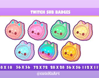 simpatico biscotto sandwich a forma di gatto/badge Twitch Sub/grafica Twitch/badge bit/pacchetto grande/kawaii/Streamer/emote/bit