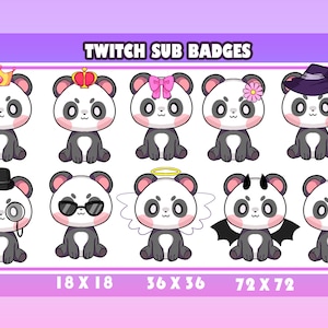 cute panda/ Twitch Sub badges / Twitch graphics / bits badges / big pack / kawaii / Streamer / emote /bits