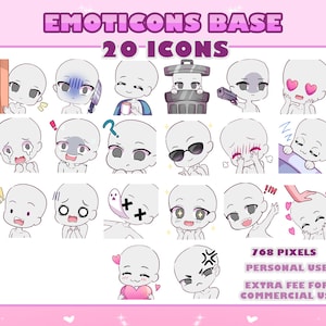 Emote Twitch / Emote-Basis, anpassbares Emote / süßes Emote Meme Sub Emoji / Kawaii / Streamer / Emote / Discord / Basen für Twitch