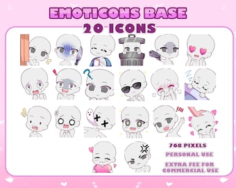 Emote Twitch / emote base, customizable emote / cute emote meme sub emoji/ kawaii / Streamer / emote /discord / bases for Twitch