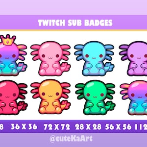söt axolotl twitch-märke / Twitch Sub-märken / Twitch-grafik / bits-märken / stort paket / kawaii / Streamer / emote / bits