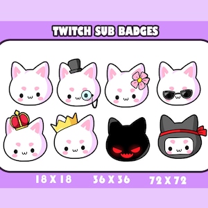 Twitch Sub badges / Twitch Cat / Twitch king Cat / kawaii / Streamer / Emotes / Gamer