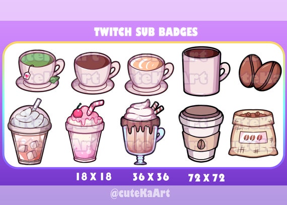 Coffe Tea Twitch Sub Badge for Streamer / Emote / Kawaii / Etsy