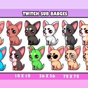 Twitch badge chihuahua dog   kawaii for Streamer / Emote  / Gamer / bits / youtube
