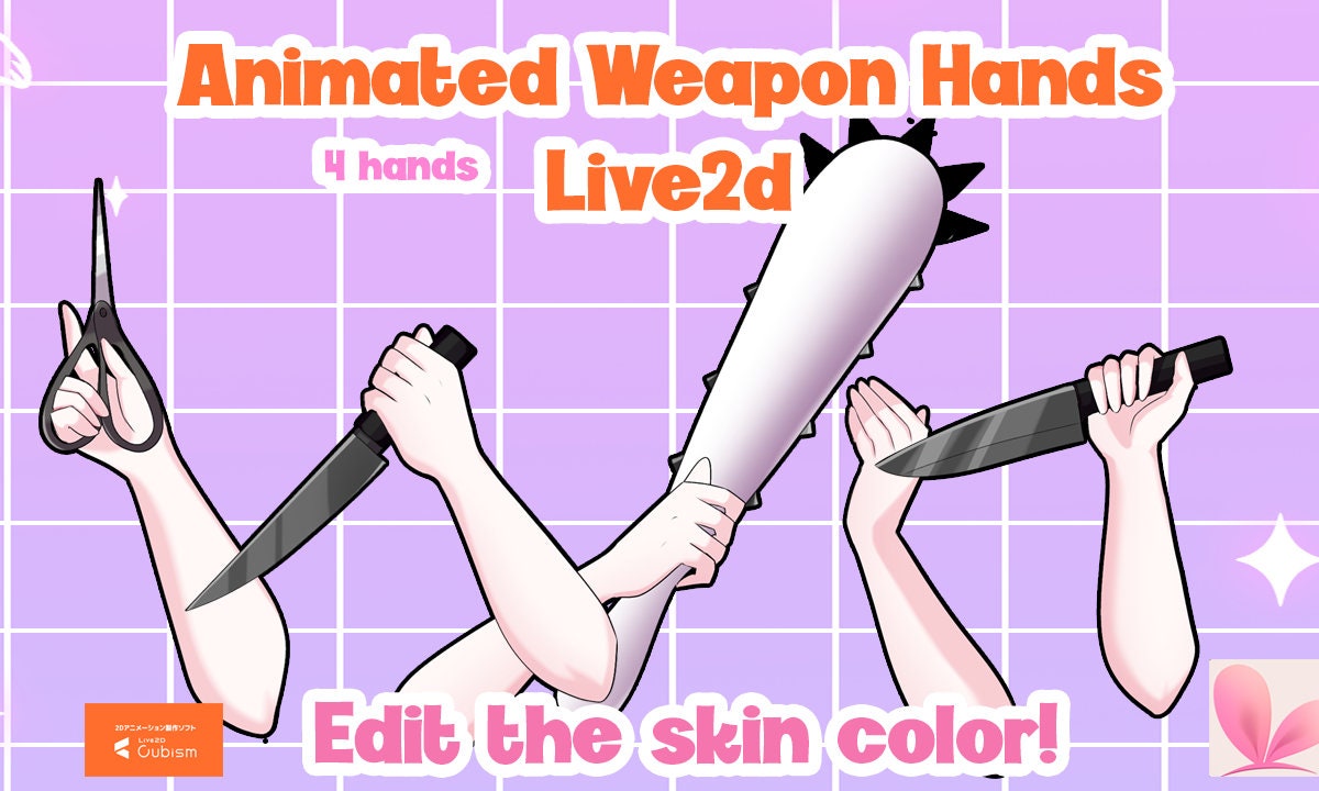 Animated Vtuber Asset Stabbing/ Bat/ Scissors Vtube Studio /streamer /  Vtuber Asset/ Gamer Asset/ Streamer Asset/ Asset Pack / 4 Hand Assets 