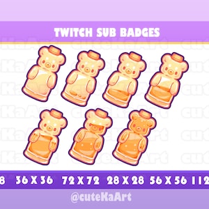 cute sweet honey bear bottle / Twitch Sub badges / Twitch graphics / bits badges / big pack / kawaii / Streamer / emote /bits image 1