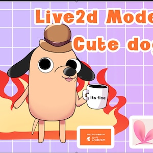 This is fine Cute dog Live2d Model / Full body rigged Live2D Avatar/ Vtuber Model /pet vtuber