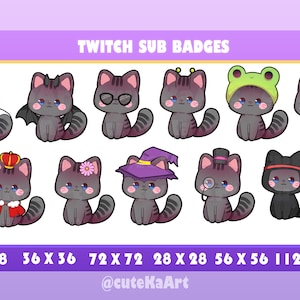 Twitch badge Black cat neko  kawaii for Streamer / Emote  / Gamer / bits / youtube  / sub badge