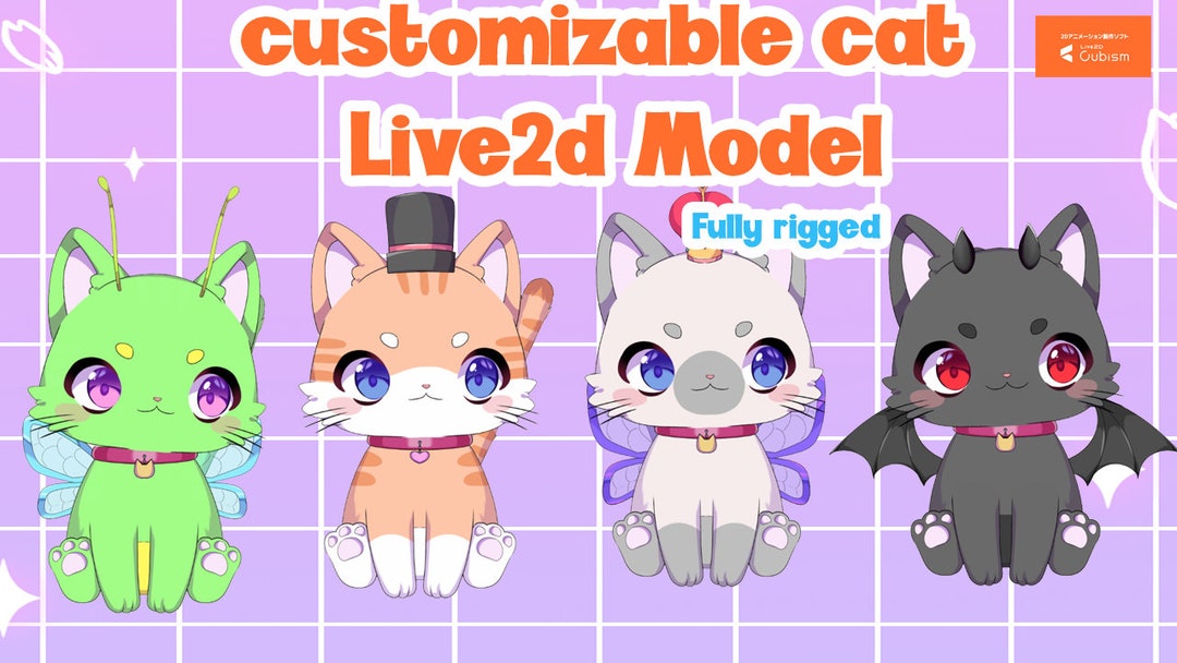 Customizable Lived2d Vtuber Model Cat/ Cat Live2d/ Cat Vtuber/ Vtuber