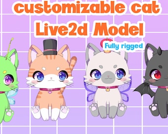 Customizable Lived2d Vtuber Model Cat/ Cat Live2D/ Cat Vtuber/ Vtuber pet/Streamer/ Twitch/ Vtuber model/ Vtuber Avatar/ Cat Avatar Live2D