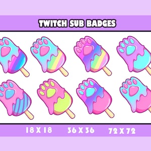 pirulito fofo de pata de gato / emblemas Twitch Sub / gráficos Twitch / emblemas de bits / pacote grande / kawaii / Streamer / emote /bits