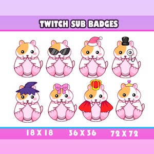 Twitch badge cute hamster  kawaii for Streamer / Emote  / Gamer / bits / youtube