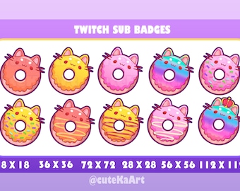 simpatico distintivo twitch gattino ciambella / badge Twitch Sub / grafica Twitch / badge bit / pacco grande / kawaii / Streamer / emote /bit
