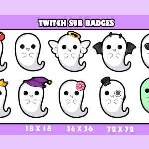 cute ghost/ Twitch Sub badges / Twitch graphics / bits badges / big pack / kawaii / Streamer / emote /bits
