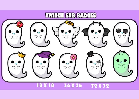 cute ghost/ Twitch Sub badges / Twitch graphics / bits badges / big pack / kawaii / Streamer / emote /bits
