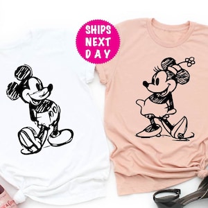 Disney Sketch Shirt, Disney Silhouette Couple Shirt, Mickey Sketch Tee, Disney Trip Shirt, Disney Vacation Shirt, Disney Family Vacation Tee