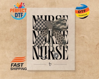 Camo Nurse DTF Transfer, Checkered Bow RN Iron-On, Leopard Nurse Ready to Press