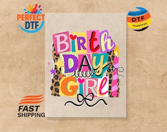 Preppy Coquette Birthday Girl DTF Transfer: Birthday Ready to Press Iron-on Decal