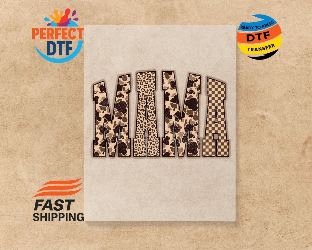 Mama Camo Western DTF Transfer: Leopard Mom Ready to Press Iron-on ...