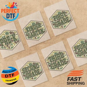 Retro Camo Back to School Boys Transfer, Back to School Ready to Press Prints Pre- K, Kindergarten/1st/2nd/3rd/4th, First Day Of School Dtf