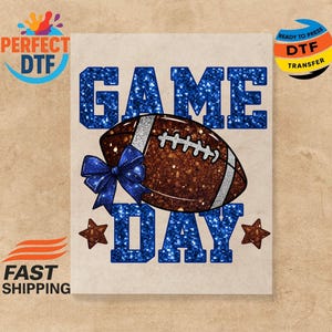 Game Day Coquette Football Bow DTF Transfer for Ready to Press Touch Down Season