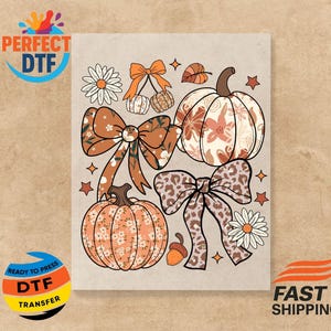 Coqueta agradecida Calabaza Transferencia DTF Lista para prensar Acción de Gracias Lista para prensar Impresiones DTF de otoño Halloween Transferencia de camiseta con prensa de calor