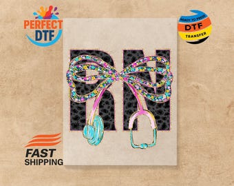 Floral RN Stethoscope Bow DTF Transfer: Coquette Nurse Ready To Pres Nursing Iron On