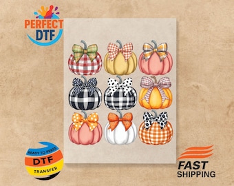Kokette Kürbis DTF Transfer: Autumn Heat Press Design