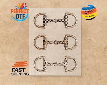 Western Horse Bit DTF Transfer, Leopard Equestrian Ready to Press, Checkered Cowgirl Iron-on