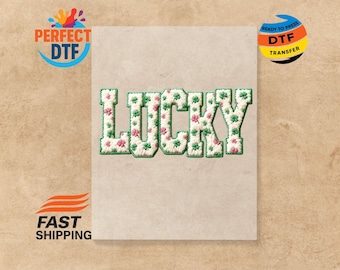 Namaakgaren Lucky St. Patrick's Day DTF-overdracht: Shamrock, klaar om opstrijkbare sticker te drukken