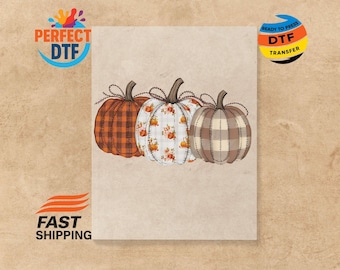 Preppy Floral Pumpkin DTF Transfer: Fall Thanksgiving Heat Press