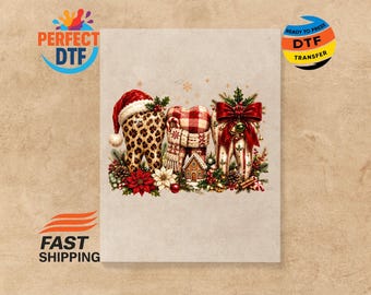 Christmas Dental DTF Transfer, Leopard Dentist Ready to Press, Coquette Bow Xmas Iron-on