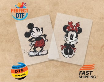 Mickey and Minnie Mouse DTF Transfer, Disney  Ready to Press