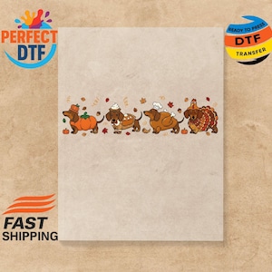 Thanksgiving Dachshund DTF Transfer: Höst Wienerhund Strykdekal