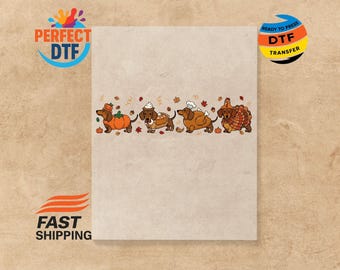 Thanksgiving Dachshund DTF Transfer: Fall Wiener Dog Iron-On Decal
