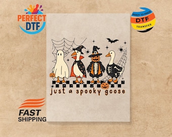 Halloween DTF Transfer: Spooky Silly Goose Shirt Design, Ready to Press