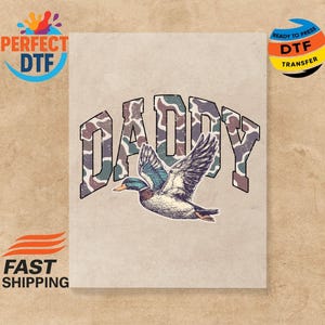 Retro Camo Daddy DTF Transfer, Duck Hunting Ready To Press, Old School Camo DTF Print, Heat Press Dtf, Dad Iron-On Ready For Press DTF Print