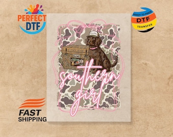 Southern Girl Dog Camo DTF Transfer Rustic Country Ready to Press Heat Transfer